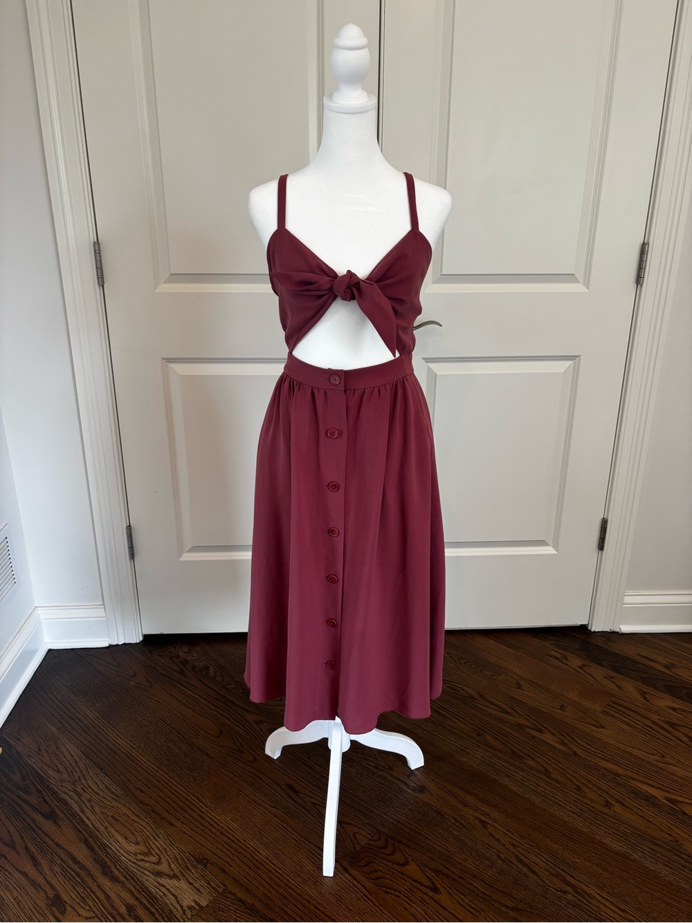 Aritzia Wilfred Mauve Front-tie Midi Dress
